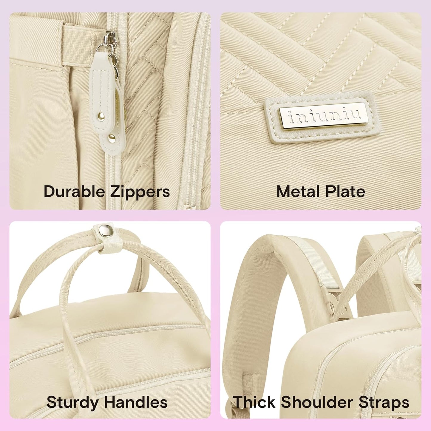 Diaper Bag Backpack, iniuniu Large Baby Bags with Diaper Pouch, Washable Changing Pad, Pacifier Case and Stroller Straps