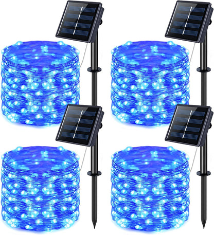 Solar Halloween Decoration Lights, JMEXSUSS 2 Pack 33FT 100 LED Orange and Purple Halloween String Lights, Halloween Lights with 8 Modes for Halloween Tree Yard Outdoor Spooky Party Garden Decorations