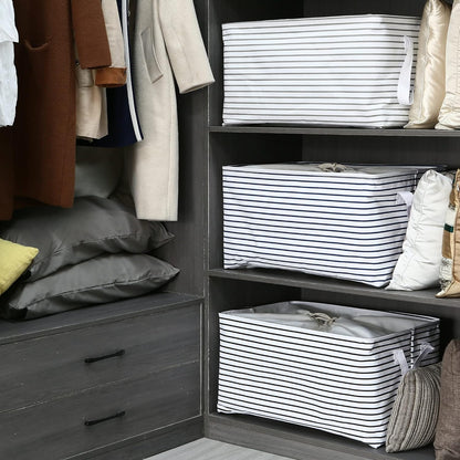 Hinwo 6-Pack Small Canvas Fabric Storage Baskets Set with Handles, Open Storage Bins, Cube Storage Organizer, Shelf Organizer Bins for Closet, 7.9L, 12 x 8 x 5 Inches, Grey Stripe