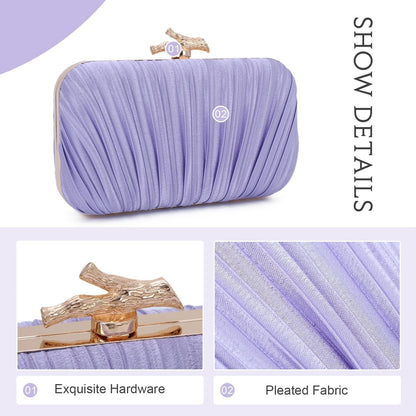 Clutch Purses for Women Evening Bag Pleated Clutch Bag with Chain Party Purses Handbag for Cocktail/Prom/Party/Wedding/Formal