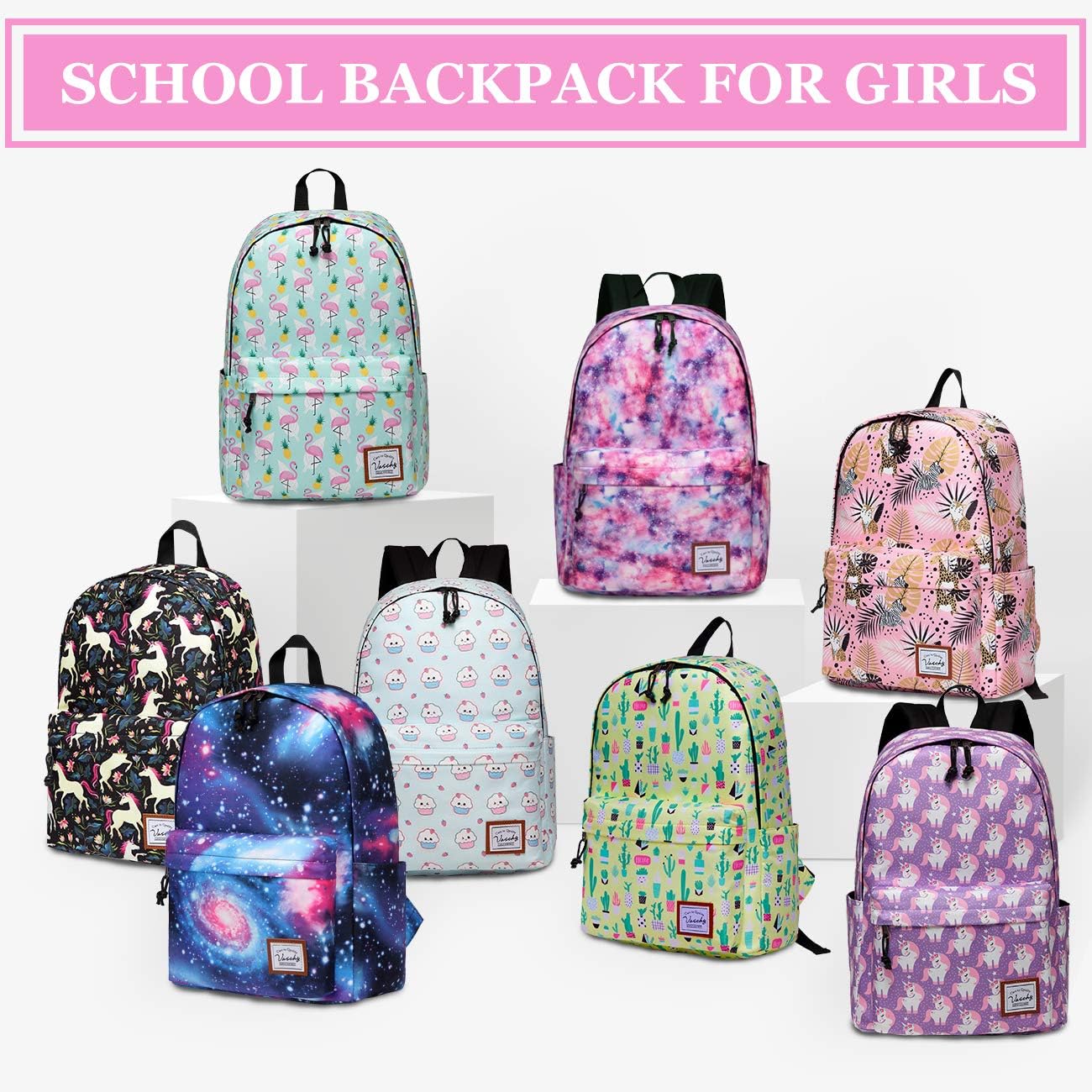 VASCHY Lightweight School Backpack for Women with Sleeve for 14" Laptop