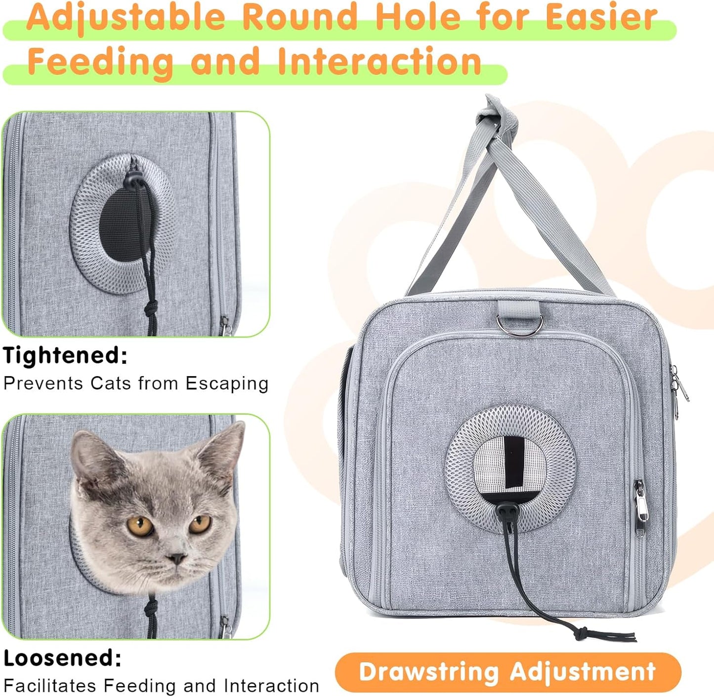 Qoosea Pet Carrier, Suitable for Small Medium Cat Dog Puppy, Soft-Sided Collapsible, Ventilated Windows, Portable Travel Cat Dog Bag (Grey)