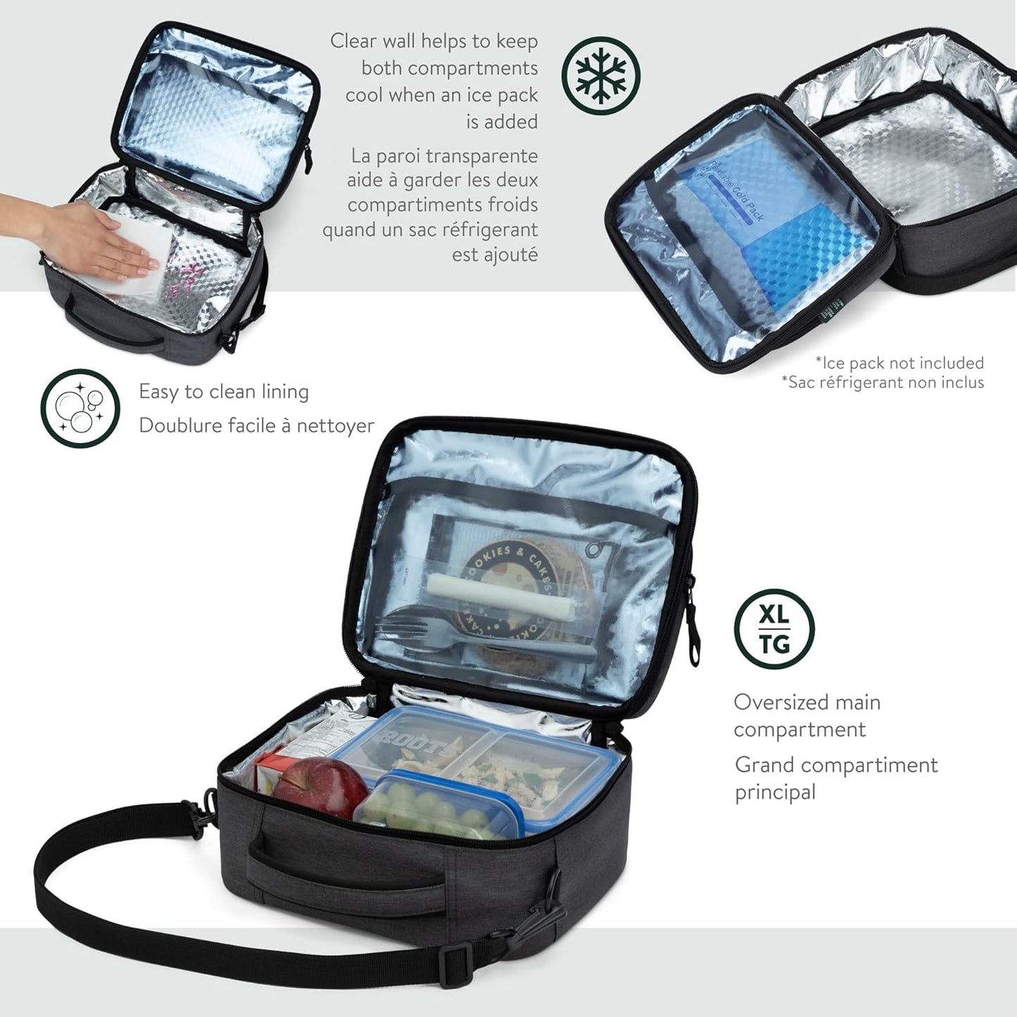 Roots Athletic 3-in-1 Matching Water Resistant Teen Backpack and Lunch Bag Set with Bonus Pencil Case - Made from 100% Recycled Fabrics - 34 litres, Blue Black Navy Camo, XL