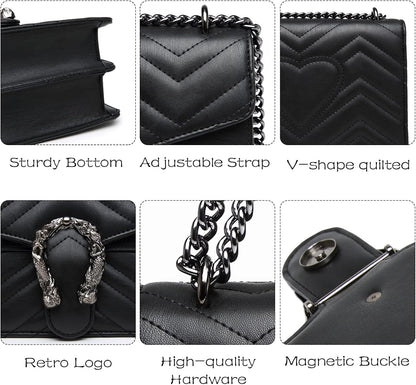MYHOZEE Crossbody Bags for Women - Snake Printed Clutch Purses Leather Chain Shoulder Bags Evening Handbags