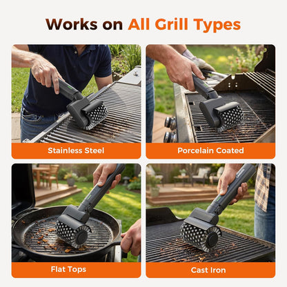 Leebein Electric Grill Brush for Outdoor, 2026 New BBQ Grill Cleaner with 3 Heads, 3-Speed & Angle Adjust Cordless Rotary Grill Brush, 150 Mins Runtime Grill Cleaning Brush for Barbecue Grates