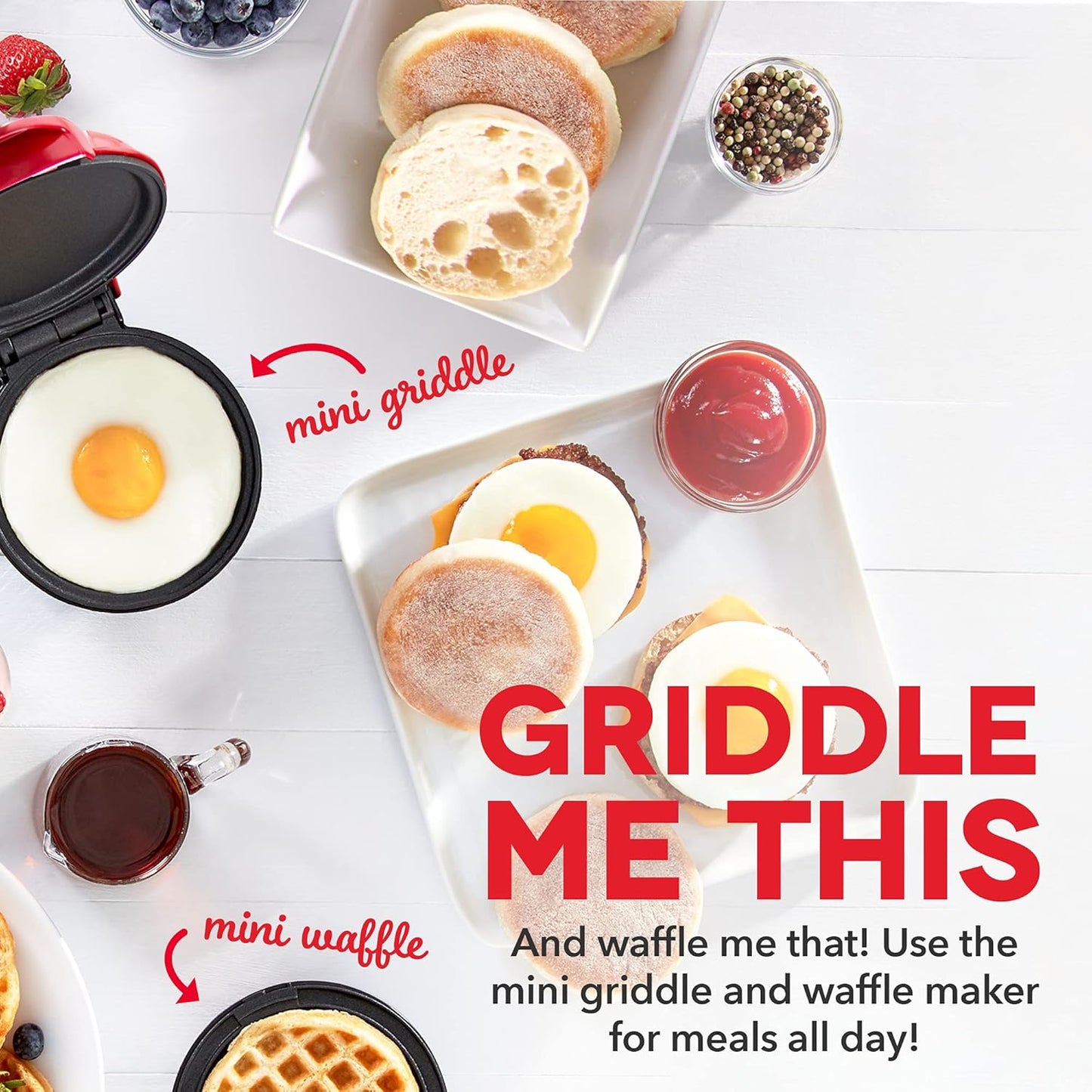 DASH Mini Maker Waffle Maker + Griddle, 2-Pack Griddle + Waffle Iron - Aqua