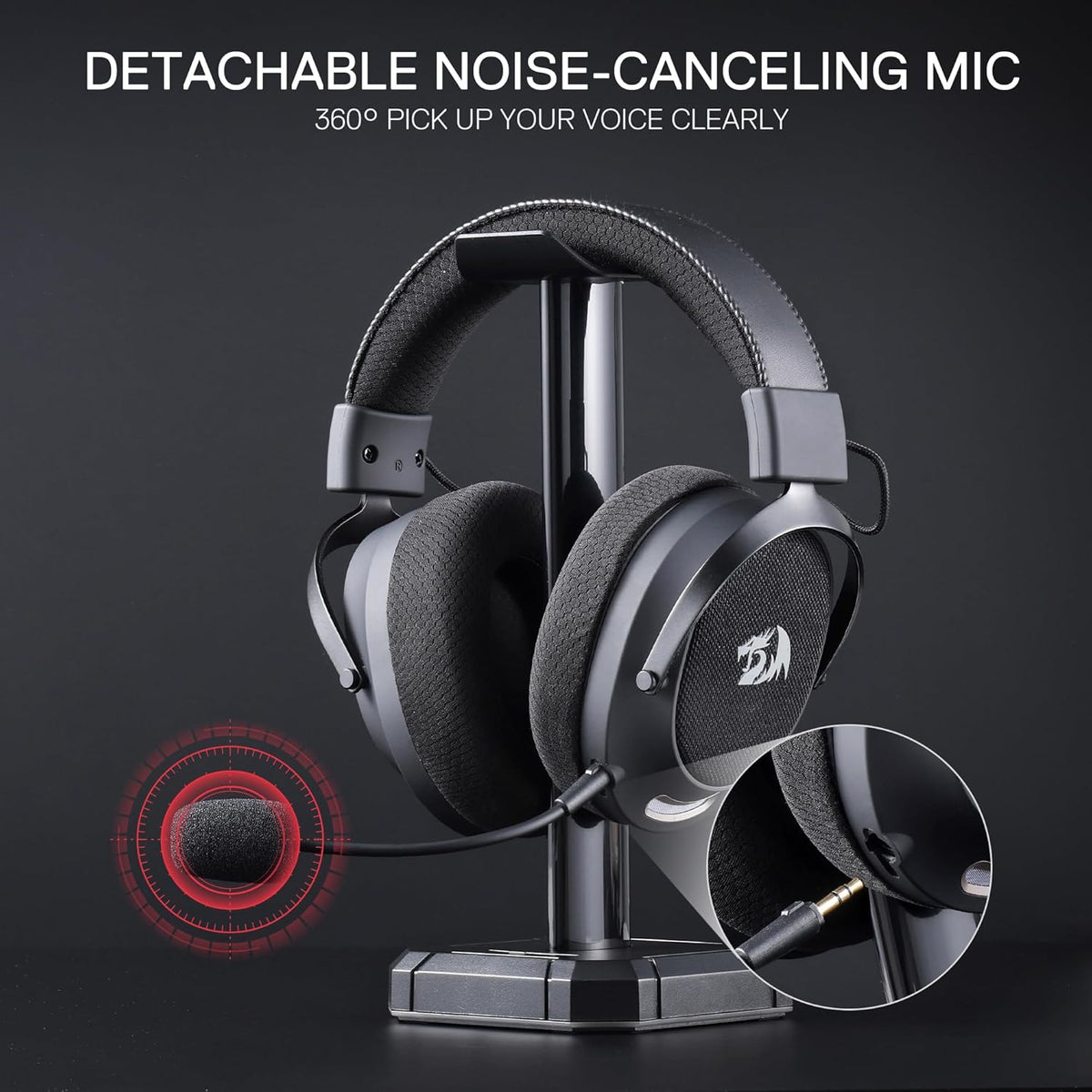 Redragon H858 3-Mode Wireless Gaming Headset, 53mm 7.1 Sound, Gray