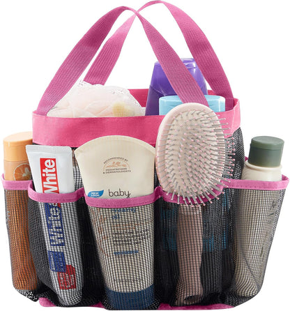 Lifewit Mesh Shower Caddy Freestanding Portable Shower Tote Bag for College Dorm, Bathroom, Gym, Travel, Quick Dry Hanging Shower Organizer with 7 Storage Pockets for Toiletry Essentials, Medium,Black