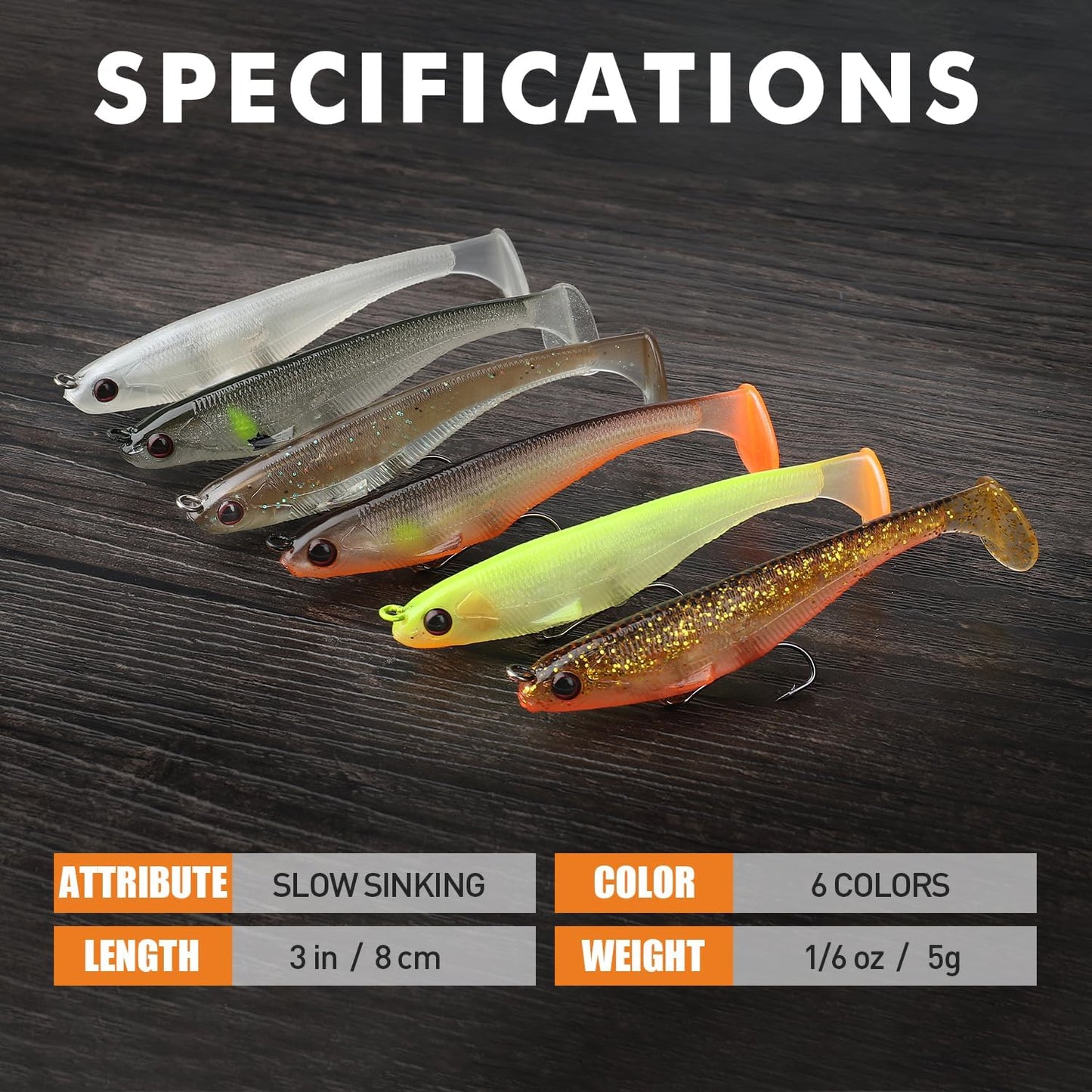 TRUSCEND Easy Catch Pre-Rigged Soft Lures, Unique Vibrating Swim Action and Trembly Sinking Move for More Bites, Amazing Soft Swimbait for Family Fishing, Fishing Lures for Bass Trout Crappie Walleye