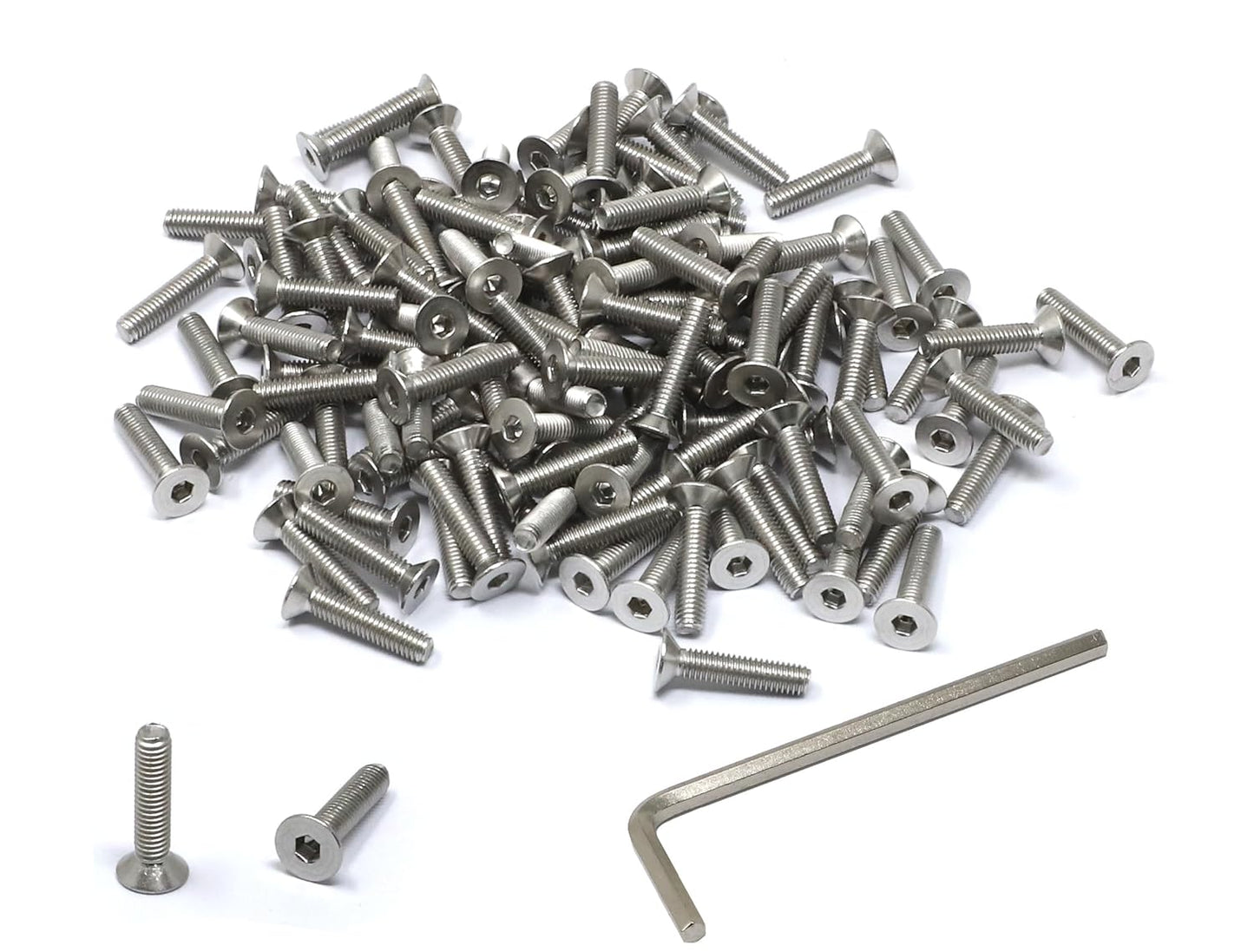 iexcell 5 Pcs M8 x 80mm Thread Pitch 1.25 mm Stainless Steel 304 Hex Socket Flat Head Cap Screws Bolts Kit