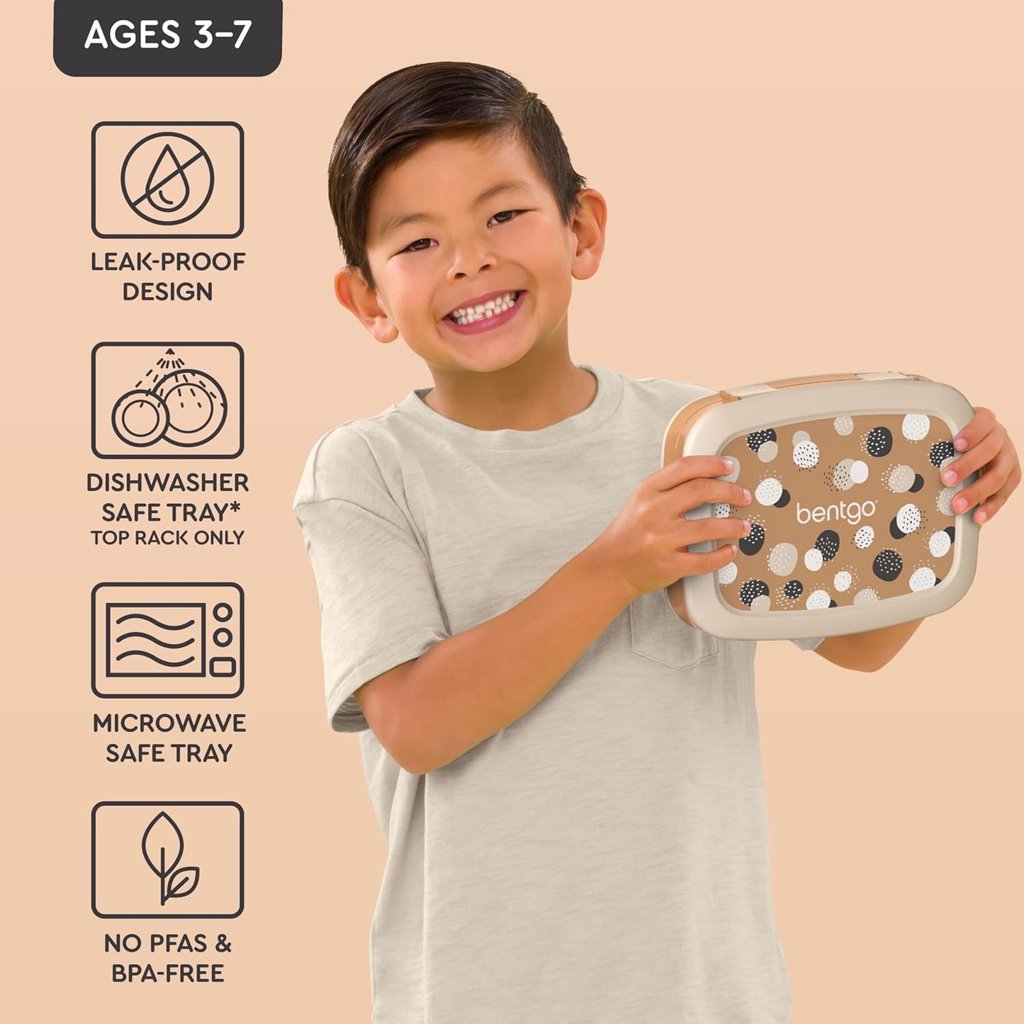 Bentgo Kids 5-Compartment Leak-Proof Bento-Style Lunch Box (Whimsy & Wonder Collection) - Ideal for Ages 3-7, Drop-Proof & Durable, Dishwasher Safe, & PFAS & BPA-Free Materials (Checker Gradient)