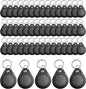 RFID Key Fobs 125KHz 50 PCS, T5577 Proximity ID Tag Rewritable Keypad Card Door Lock Entry Access Control System Fob Tag Wholesale (Black)