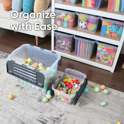 Superio Storage Bins with Lids- 3 Pack, 1.85 Qt Clear Boxes for Organizing, Stackable Plastic Containers- BPA Free, Non-Toxic, Odor Free, Organizer for Home, Office, Dorm