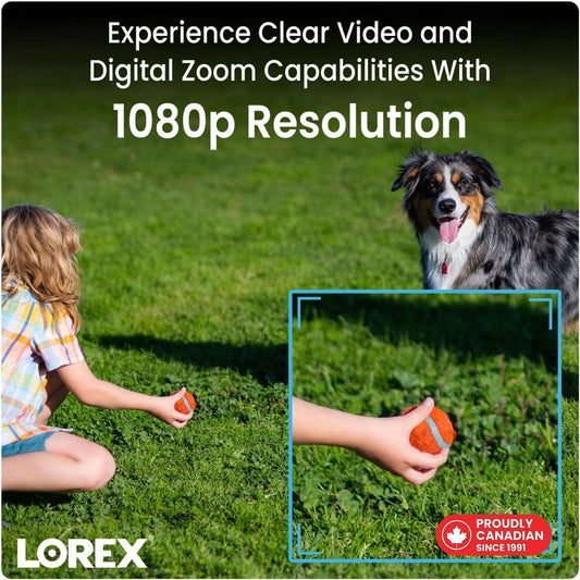 Lorex 1080p HD Security Camera System with 1TB DVR – 8 Channel Security System with 4 2MP Metal Bullet Cameras – Smart Motion Detection, IR Night Vision, Weatherproof – Indoor & Outdoor Surveillance - PuriLite