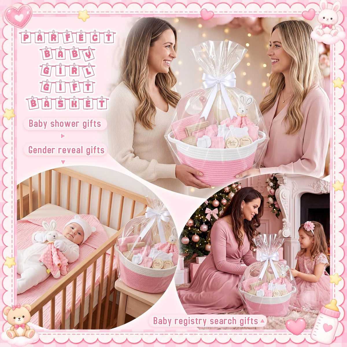 16 Pcs Baby Girl Basket Gift Set Newborn Supply Essentials Stuff