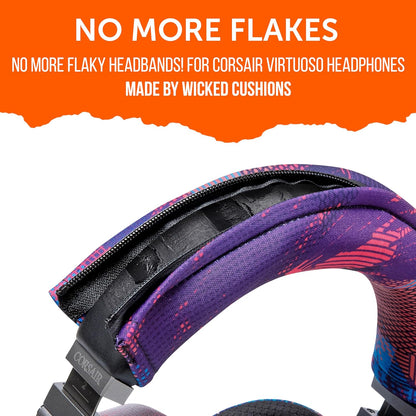 WC BandZ Virtuoso - Protective Headband Cover for Corsair Virtuoso Gaming Headsets - Machine Washable, No More Flaking Leather - Compatible with Virtuoso Wireless, XT, and SE | 90's Black