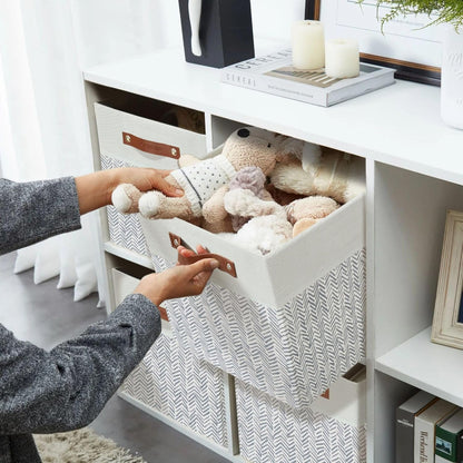 DECOMOMO Fabric Cube Storage Bin - Storage Baskets for Shelves, Kallax (Grey & White, 13 inch Cube) - 4 Pack