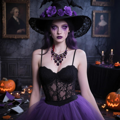 BriLove Women's Tribal Ethnic Crystal Chunky Statement Necklace Dangle Earrings Set