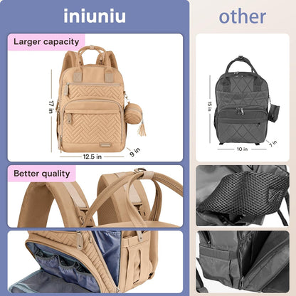 Diaper Bag Backpack, iniuniu Large Baby Bags with Diaper Pouch, Washable Changing Pad, Pacifier Case and Stroller Straps