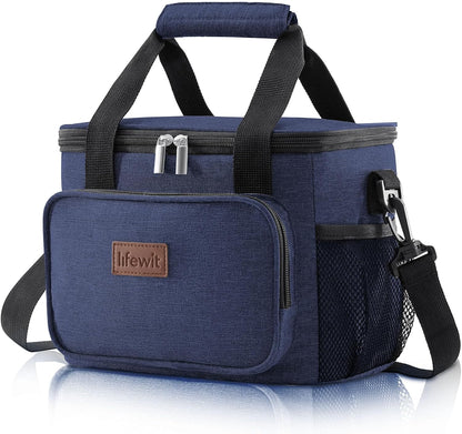 Lifewit Lunch Bag for Men, Insulated Lunch Box Leakproof Soft Cooler Cooling Tote for Adult Women, Waterproof Reusable Lunch Bags for Work Office Outdoor Picnic Camping, Black, 12-Can (9L)