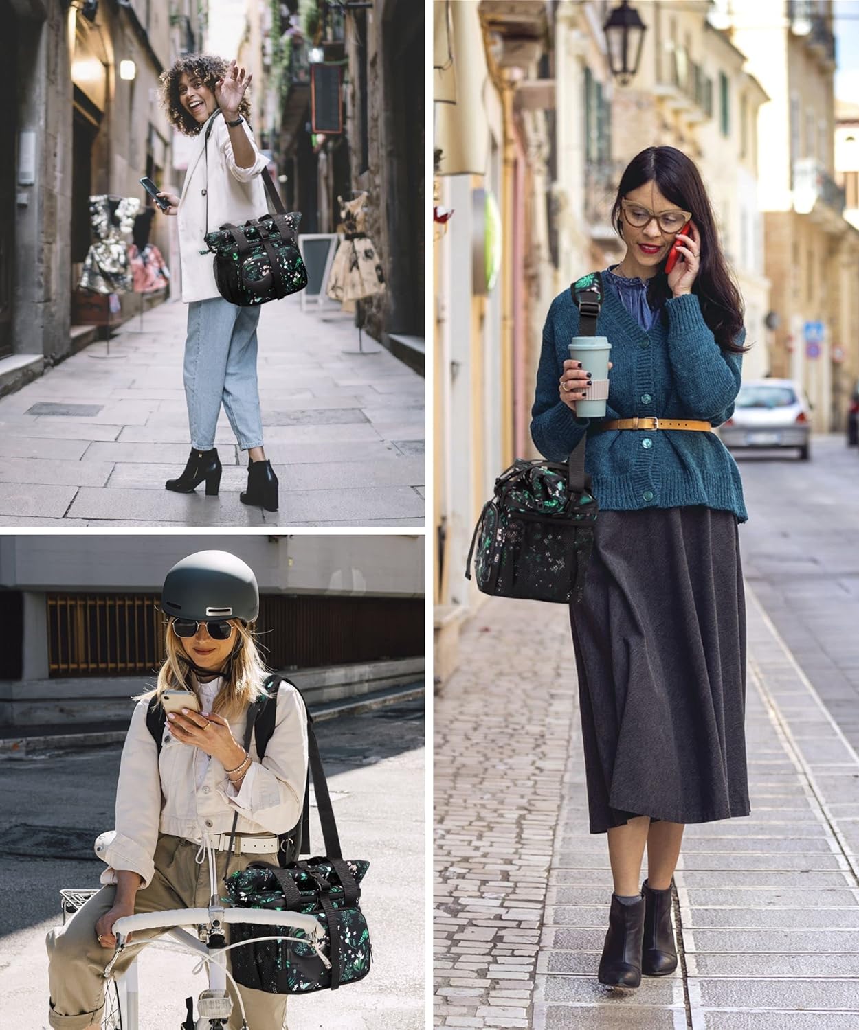 SUNNY BIRD Dual Compartment Lunch Bag Insulated Lunch Box for Women and Men (Green with Boho Strap)