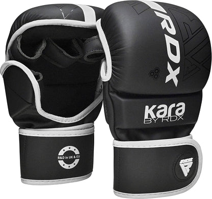 RDX MMA Gloves Sparring Grappling, Hybrid Open Palm Martial Arts Mitts Men Women, Maya Hide Leather Wrist Support, Cage Fighting Combat Sports, Muay Thai Training, Punching Bag and Kickboxing