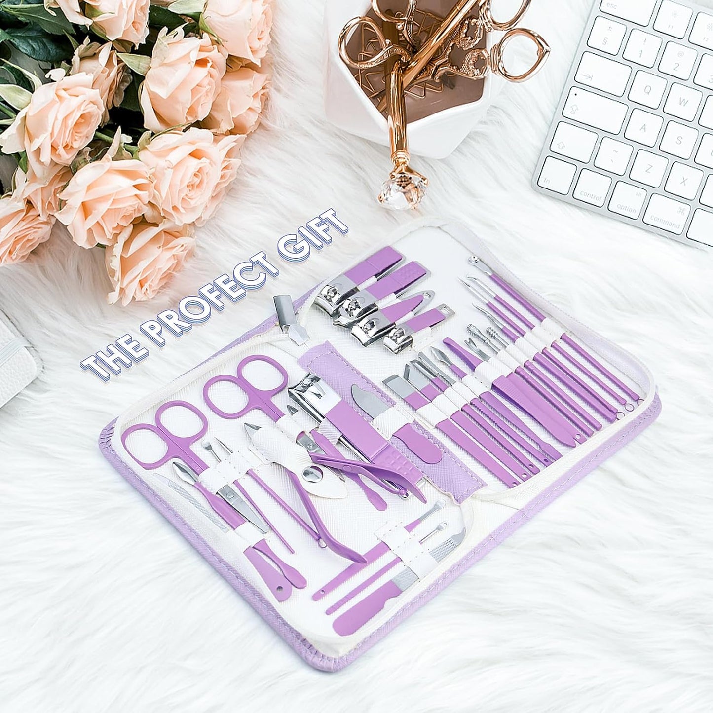 WOAMA Manicure Set 30 in 1 Nail Clipper Set Nail Kit for Women Men Stainless Steel Manicure Kit Professional with Travel Case