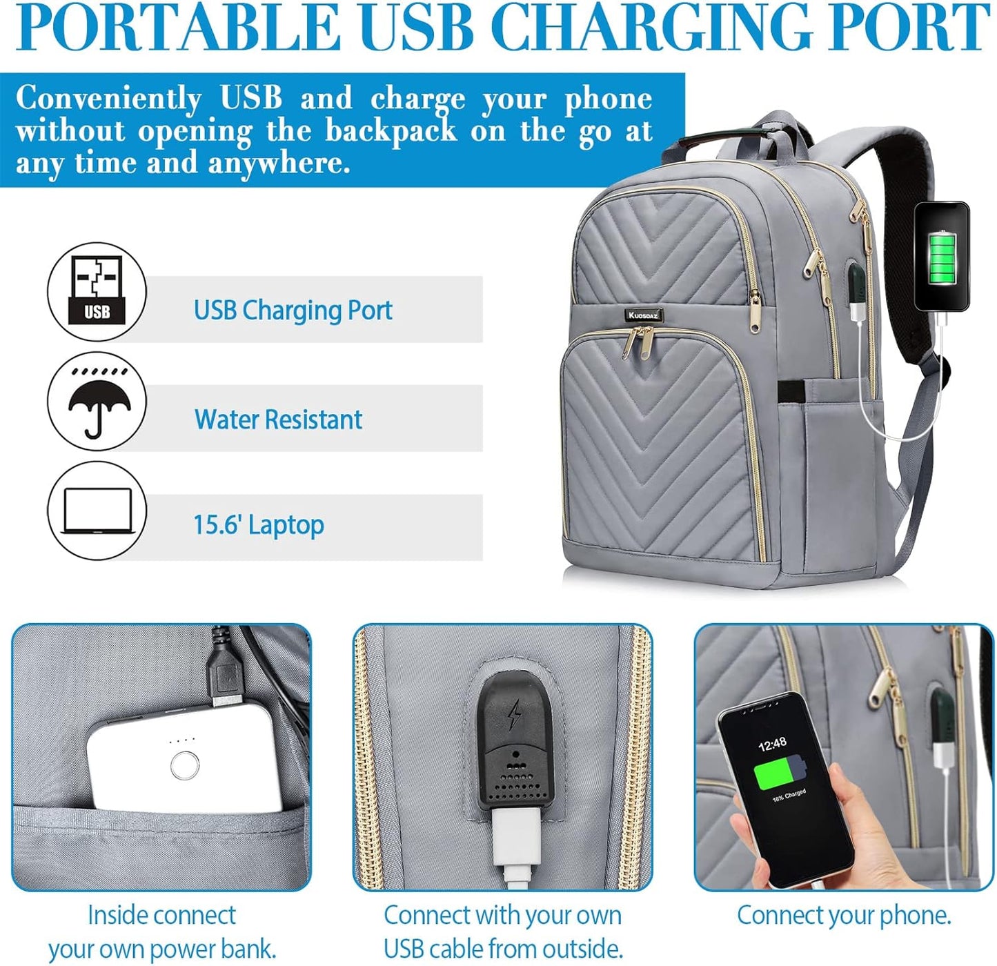 Laptop Backpack for Women Men, Large School Backpack for Girls with USB Charging Port, 17.3 Inch Work Travel Laptop Back Pack, College Student Bookbag Casual Daypacks, Black