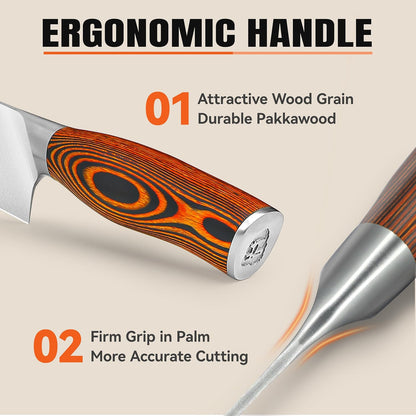 TUO Boning Knife - Razor Sharp Fillet Knife - High Carbon German Stainless Steel Kitchen Cutlery - Pakkawood Handle - Luxurious Gift Box Included - 7 inch - Fiery Phoenix Series