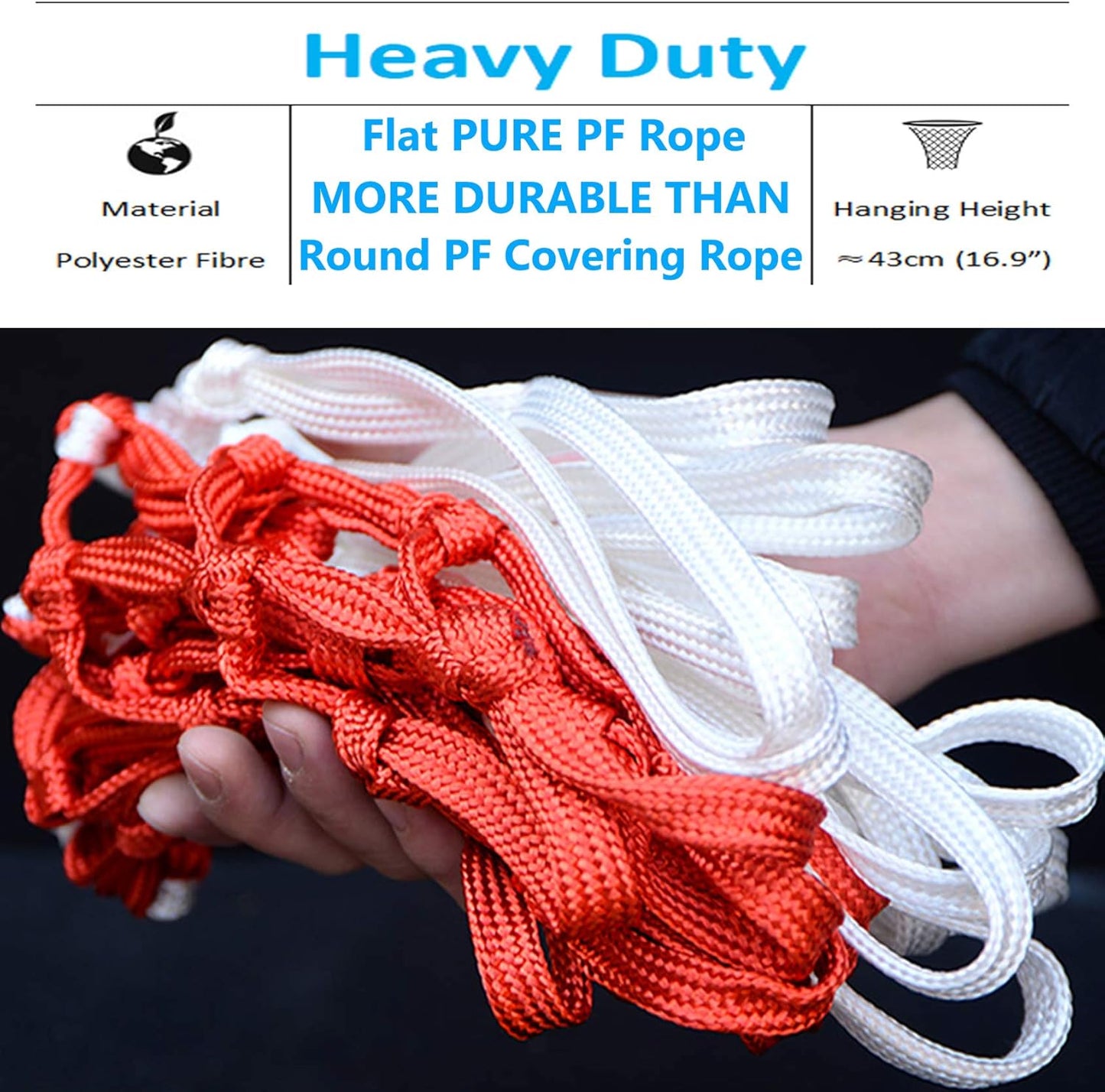 Basketball Net Heavy Duty Basketball Sports Net All Weather Replacement Nets Basketball Backboard Accessories for Standard Rim Hoop Outdoor Indoor