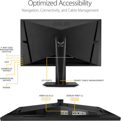 ASUS TUF Gaming 27” 1440P Gaming Monitor (VG27AQM1A) - QHD (2560x1440), 260Hz, 1ms, Fast IPS, ELMB Sync, Freesync Premium, G-Sync compatible, Variable Overdrive, 90%DCI-P3, DisplayHD 400, 3yr warranty