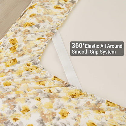 Viviland Floral Queen Sheet Set - 4 Piece Vintage Pink & Yellow Flower Patterned Bed Sheets - Soft, Breathable Microfiber Sheets with Deep Pocket, Non-Slip Fitted Sheets & Pillowcases