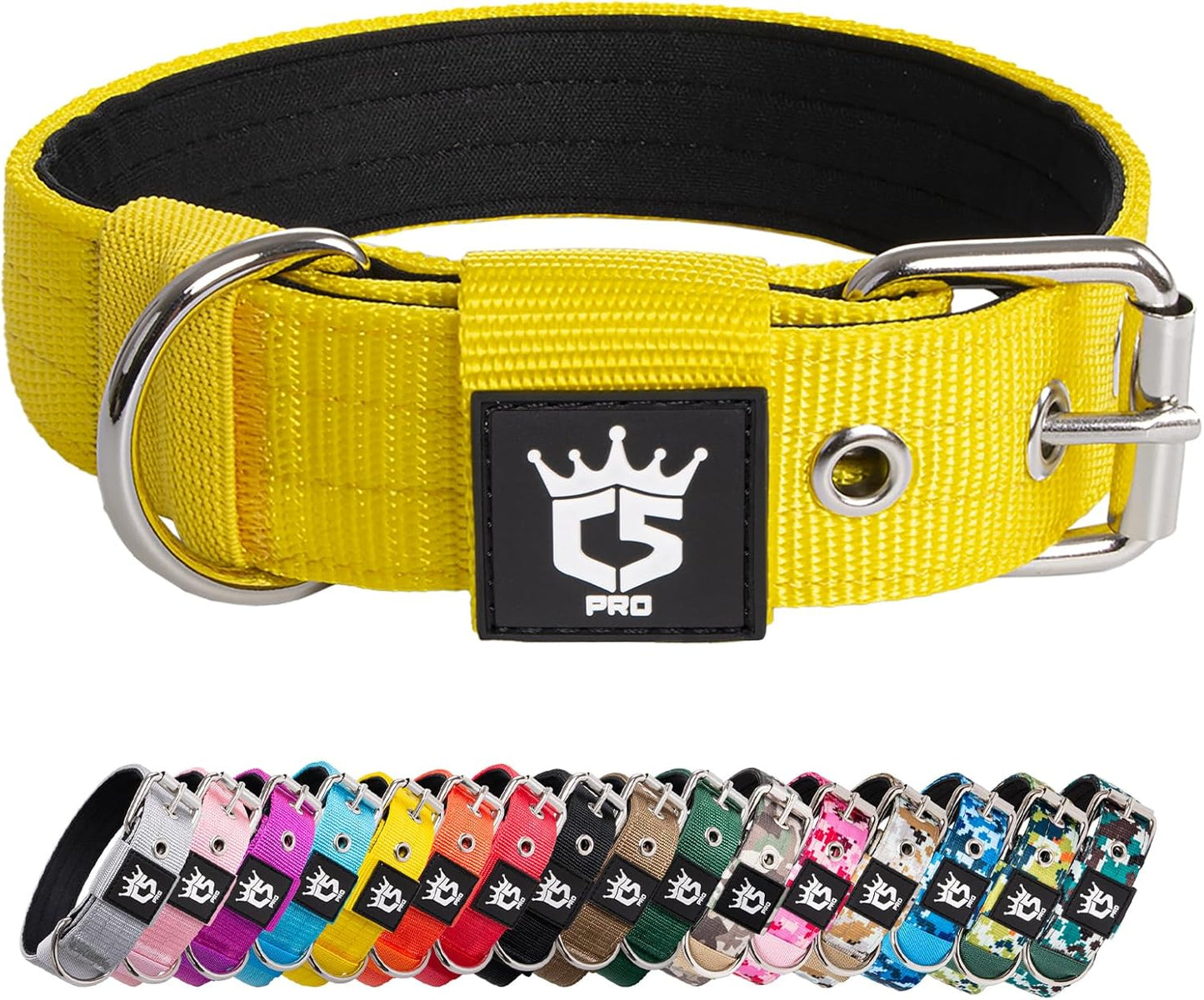 TSPRO Tactical Dog Collar 1.5 inch Wide Dog Collar Military Grade Strong Dog Collar Thick Dog Collar Heavy Duty Metal Buckle Dog Collar(Green-L)