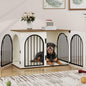 Hzuaneri 100 cm Wooden Dog Crate Furniture, Indoor Dog Kennel Dogs Cage for Small/Medium/Large Dogs, Heavy Duty Dog Crates Decorative Pet House End Side Table TV Stand, White Brown DFC84114B