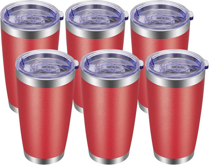 VEGOND 20oz Tumbler with Lid and Straw Stainless Steel Tumbler Cup Bulk Vacuum Insulated Double Wall Travel Coffee Mug Powder Coated Coffee Cup (Bluish Violet 6 Pack)