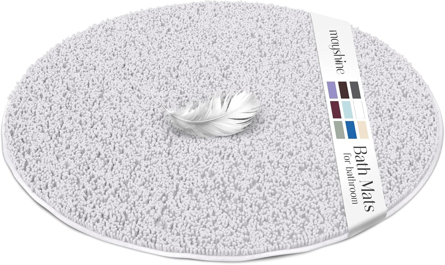 Soft Plush Chenille Bathroom Rug, Absorbent Microfiber Bath Mat, Machine Washable, Non-Slip Grip, Quick-Dry, Thick Shag Carpet Great for Bath, Shower Floor, Bedroom, or Door Mat (Beige, 17x24)