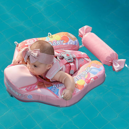 Mambobaby Baby Swim Float with Canopy, Non-Inflatable Solid Baby Float, Upgrade Soft Skin-Friendly Material Infant Swim Float