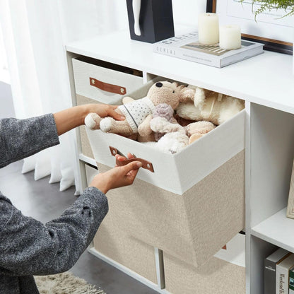 DECOMOMO Fabric Cube Storage Bin - Storage Baskets for Shelves, Kallax (Grey & White, 13 inch Cube) - 4 Pack