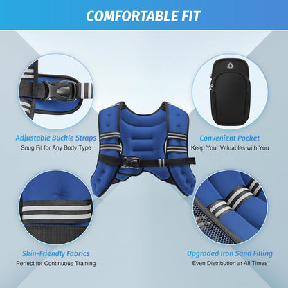 ZELUS Weighted Vest, 6lb/8lb/12lb/16lb/20lb/25lb/30lb Weight Vest with Reflective Stripe for Workout, Strength Training, Running, Fitness, Muscle Building, Weight Loss, Weightlifting