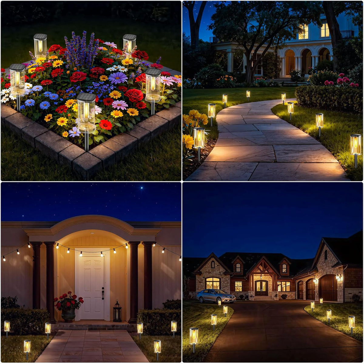 Solar Lights Outdoor, 12 Pack Led Solar Garden Lights Waterproof, Auto On/Off Small Size Outdoor Solar Lights for Patio, Driveway, Yard, Walkway, Pathway Landscape Lighting, Warm White