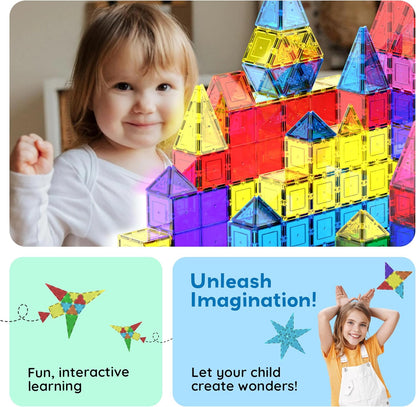 PicassoTiles 100 Piece Set 100pcs Magnet Building Tiles Clear Magnetic 3D Building Blocks Construction Playboards, Creativity beyond Imagination, Inspirational, Recreational, Educational Conventional