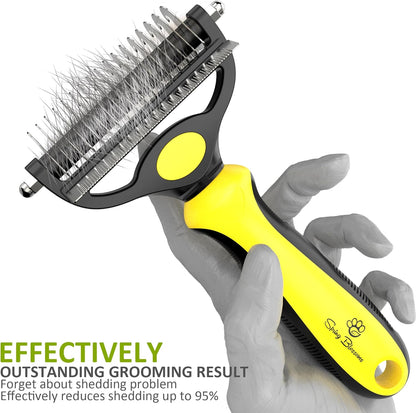 Spring Blossoms-2 in 1 Professional Grooming Rake for Cats & Dogs-Dematting Comb for Easy Mats & Tangles Removing,Pet Brush Safe No More Nasty Shedding and Flying Hair (Orange)