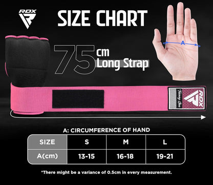 RDX Gel Boxing Hand Wraps Inner Gloves, Quick 100cm Long Wrist Straps, Elasticated, Padded Fist Hand Protection, Muay Thai MMA Martial Arts Punching Speed Bag Training Bandages, Under Mitts Handwraps