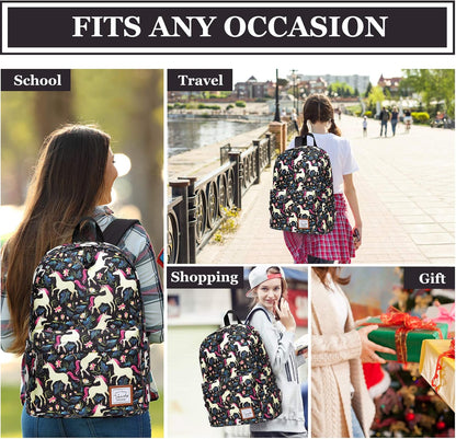 VASCHY Lightweight School Backpack for Women with Sleeve for 14" Laptop