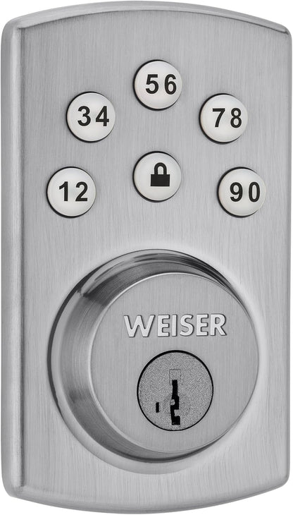 Weiser Powerbolt 3 Matte Black Keyless Entry Door Lock/Deadbolt Lock, 10-Button Keypad Door Lock with Auto Lock and 12-Month Battery Life, Electronic Door Locks for Front Door, Home Décor