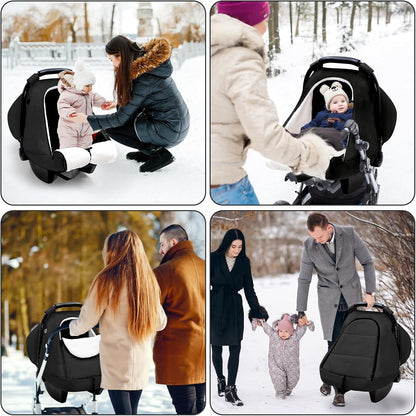 SWESEN Winter Car Seat Covers for Babies, Cozy & Warm Cover, Infant Car Seat Canopy Water Resistant, Universal Cold Weather Shield, Black