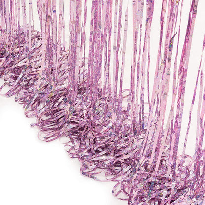 BRAVESHINE Pink Glitter Tinsel Foil Fringe Curtain - 2 Pcs 3.2x8.2 ft Metallic Party Supplies Photo Backdrop for Girl Princess Birthday Unicorn Bachelorette Butterfly Bridal Shower Party Decorations
