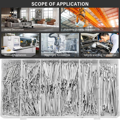 OLCANA 25 Pieces Cotter Pin Assortment Kit 5 Size M1.2 -M3.5 Stainless Steel R Hitch Pin Clips for Tractor Truck Tillage Machine, Retaining Pins