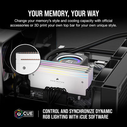 CORSAIR Dominator Titanium RGB DDR5 RAM 96GB (2x48GB) 6000MHz CL30-36-36-76 1.40V AMD Expo Intel XMP 3.0 Desktop Computer Memory – White (CMP96GX5M2B6000Z30W)
