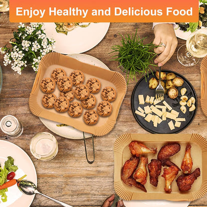 Air Fryer Liners,100Pcs 8.6" Square Air Fryer Parchment Paper Liners for 3 to 8 QT Baskets, Non-Stick & Oil Proof and Food Grade Baking Alternative to Foil for Easy Cleanup